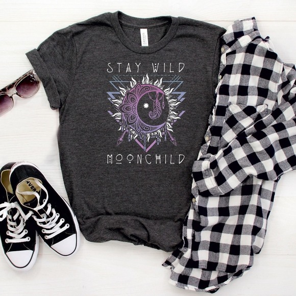 Stay Wild Moon Child Shirt, Moon Shirt, Moon Bohemian Shirt, Gift For Moon Lover - Picture 1 of 2